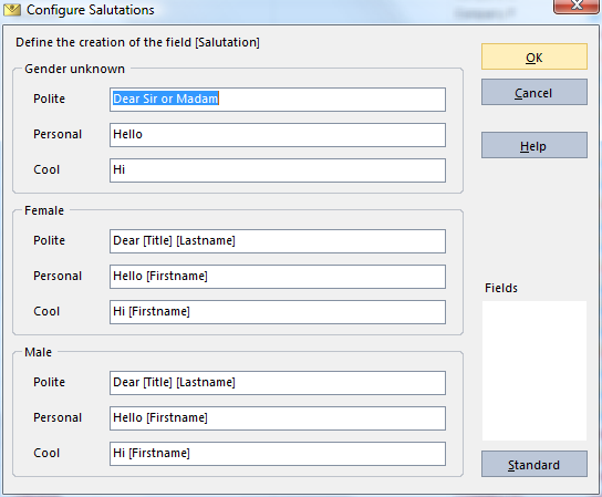 Configure Salutations