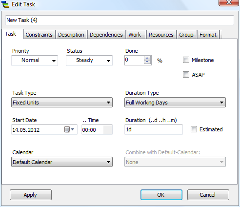 KS-Gantt Task-Dialog